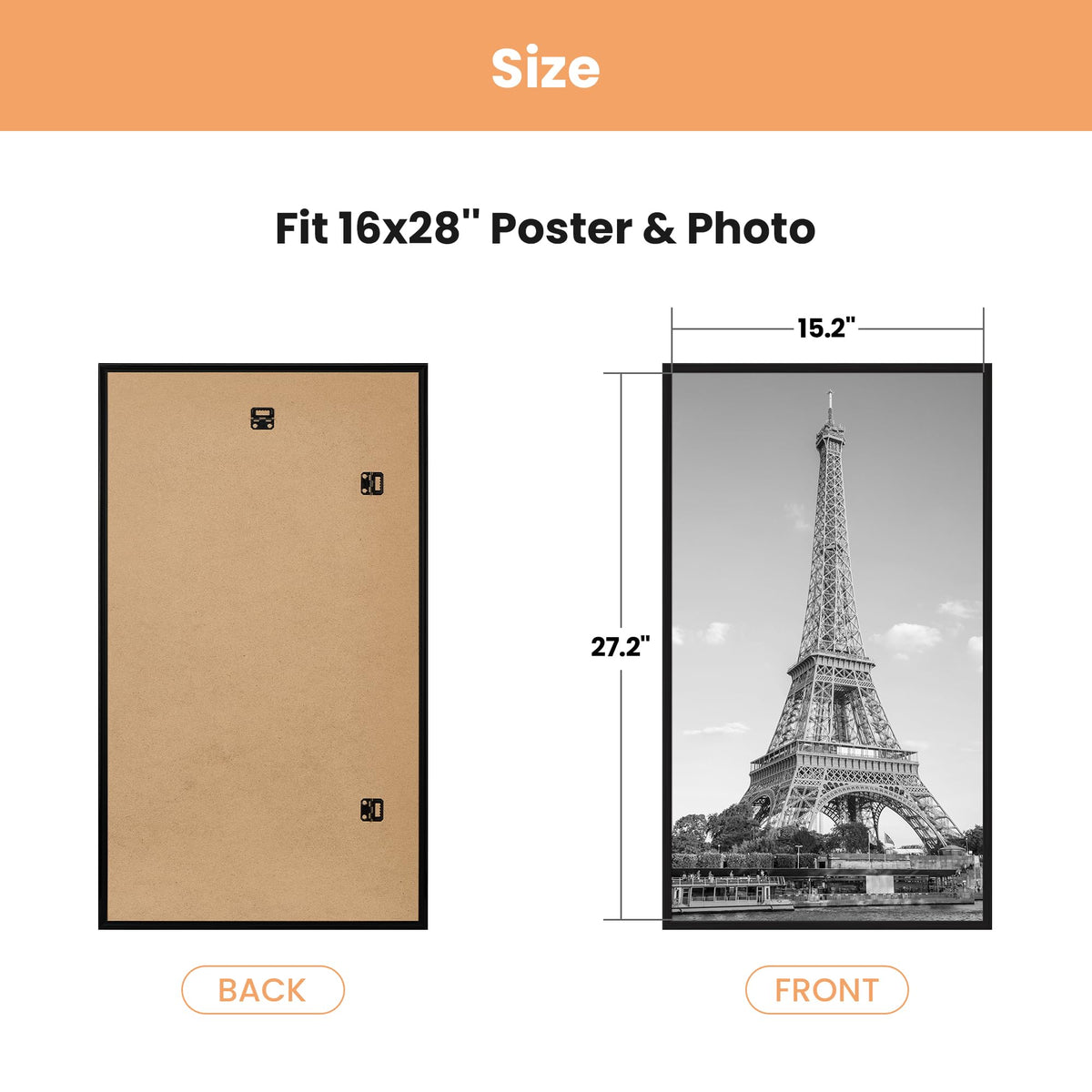 upsimples 12x16 Poster Frame, Easy Slide-In Assembly, White, 3 Pack