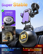 VANMASS【85+LBS Strongest Suction & Military-Grade Ultimate Car Phone Mount【Patent Safety Certs】 Cell Phone Holder for Dash Windshield Vent for iPhone 18 17 Pro Max Automobile Interior Sets, Ink Black