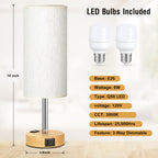 Fenmzee Bedside Table Lamp for Bedroom - Dimmable Touch, USB A+C, AC Outlet