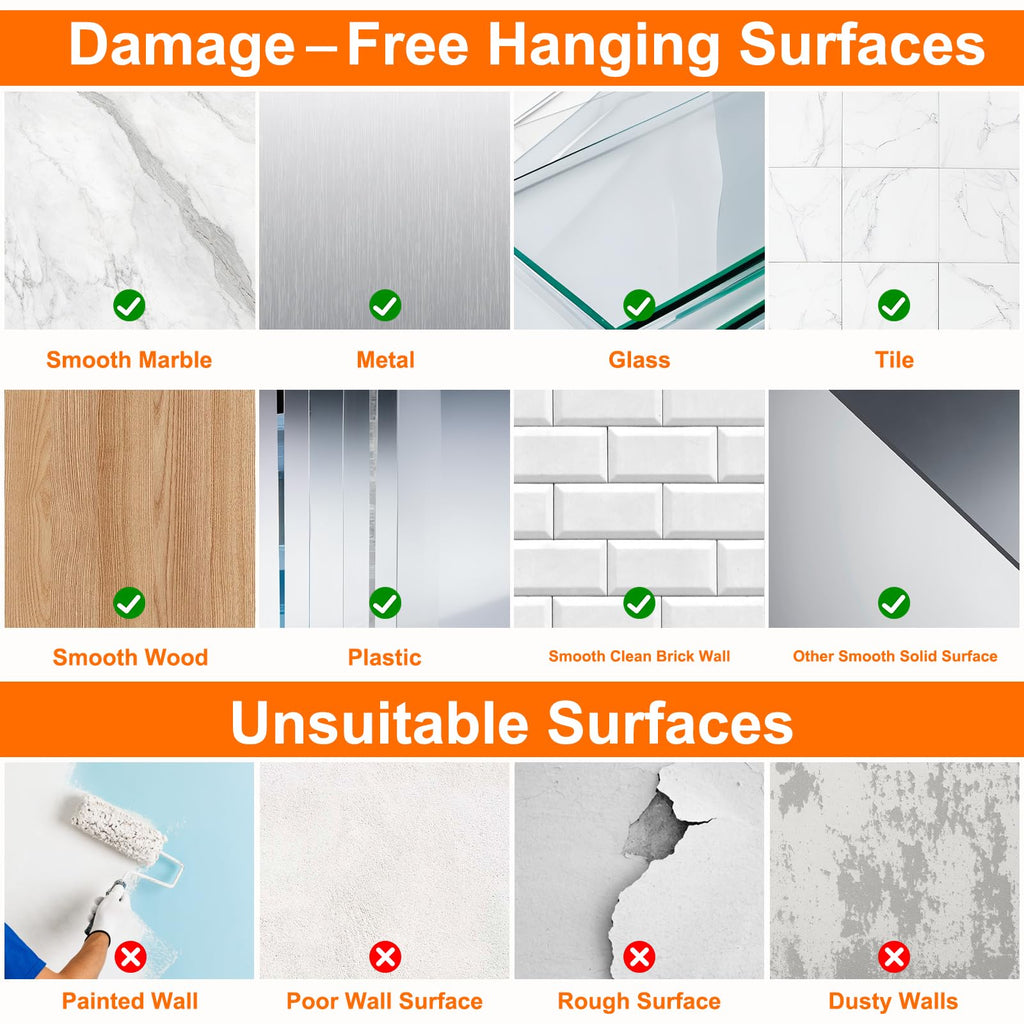 DDMY Adhesive Wall Hooks Clear 50lb(Max) Heavy Duty Hanging Sticky-10 Pack