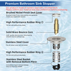 Hibbent Upgraded 3 in 1 Bathroom Sink Drain Strainer, Pop Up Stopper