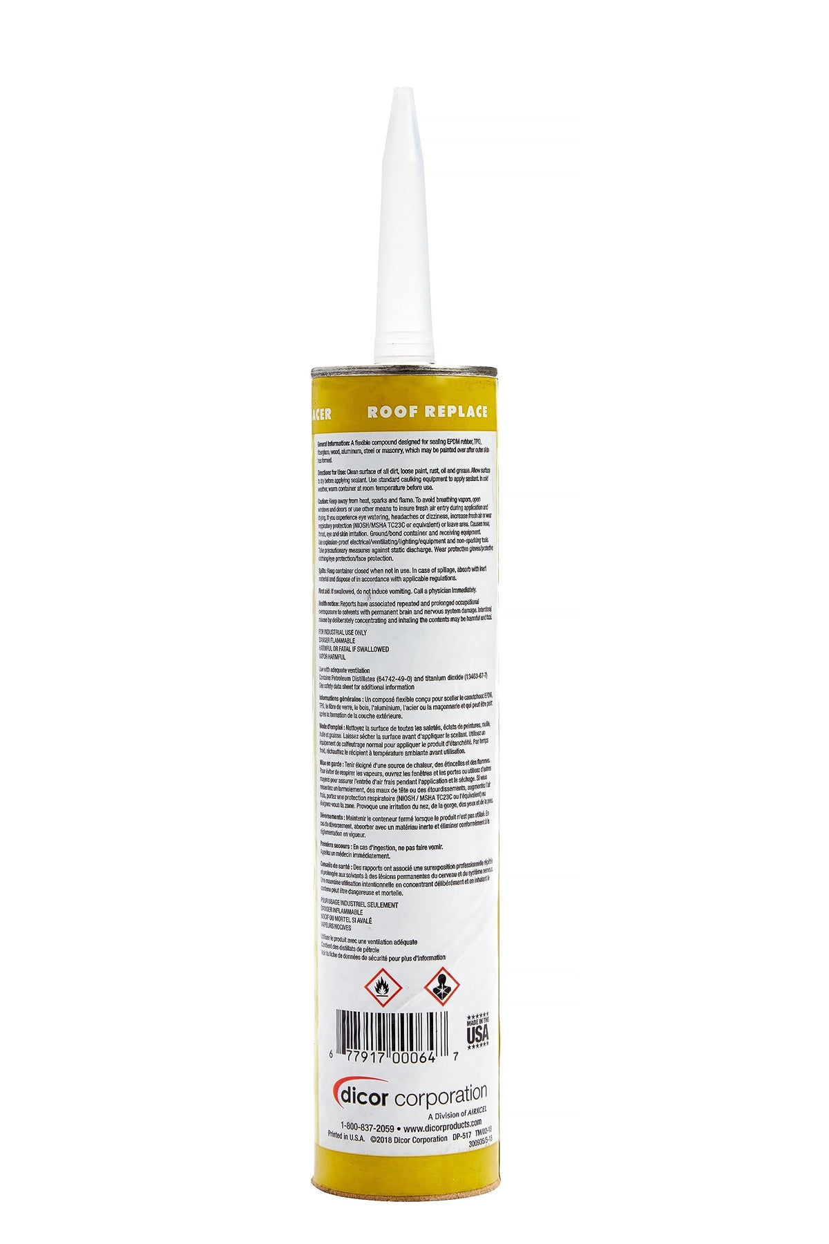 Dicor 501LSW-1 Self-Leveling Lap Sealant, White, 10.3 Oz, RV Roofing