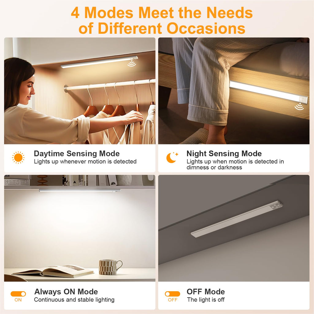 Gritin 10.2inch Under Cabinet Lighting Rechargeable 2 Pack