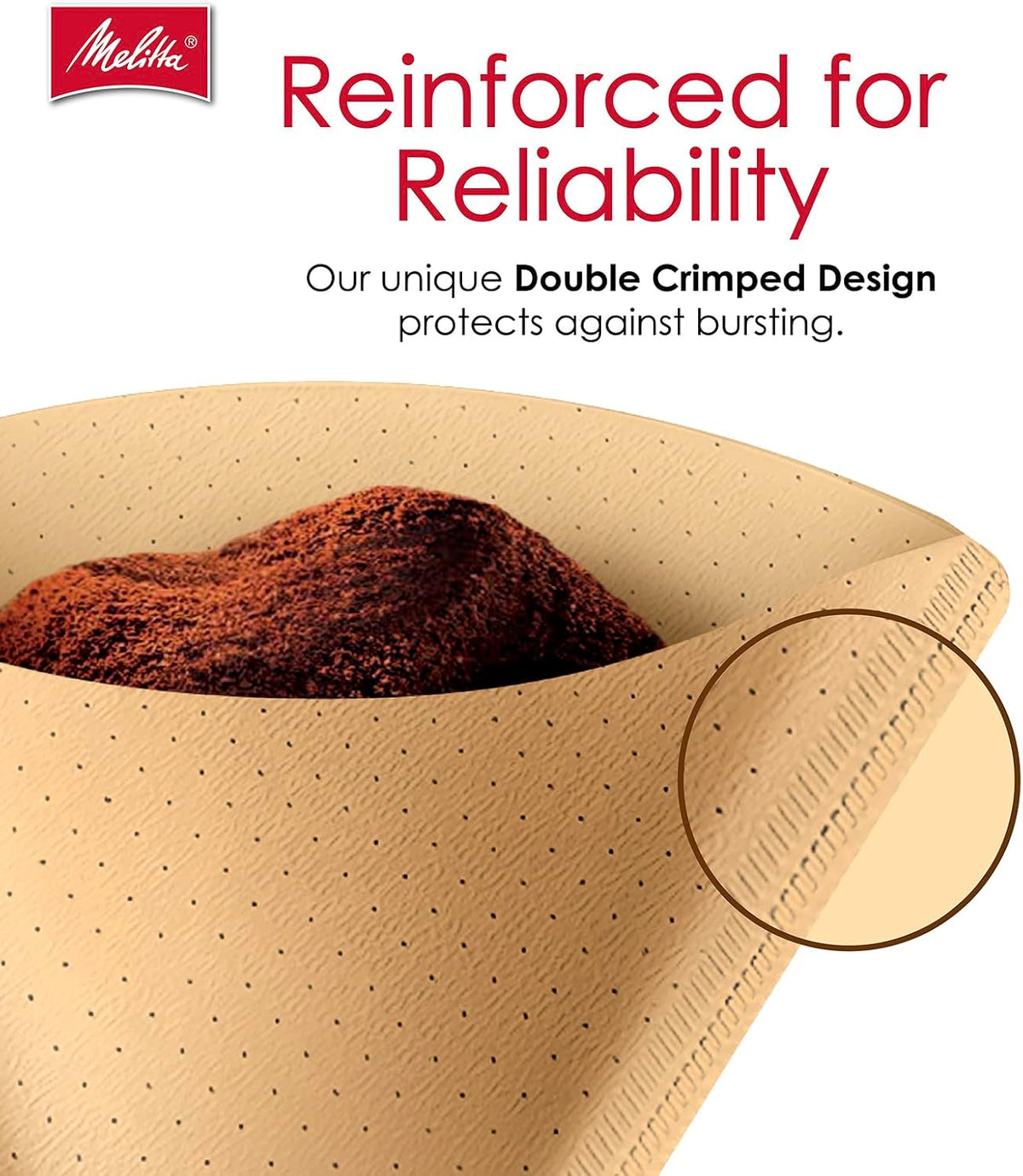 Melitta #4 Unbleached Coffee Filters, Natural Brown Cone Filters, 3-Pack