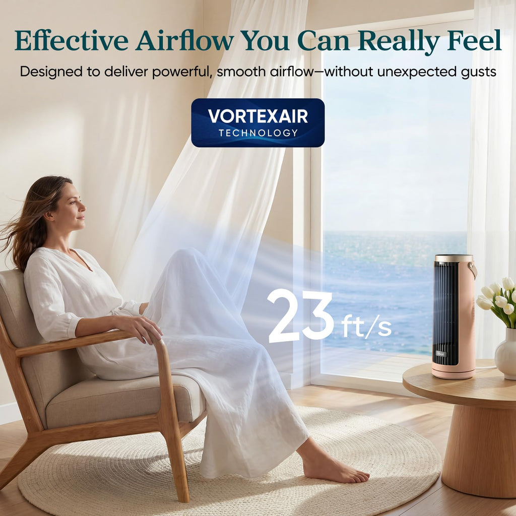 Levoit Tower Fan for Bedroom, 20dB Quiet Desk Fan, Easy to Carry & Plug-in