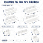 8 Pack Adhesive Bathroom Holders & Dispensers for Kids & Adults, Black
