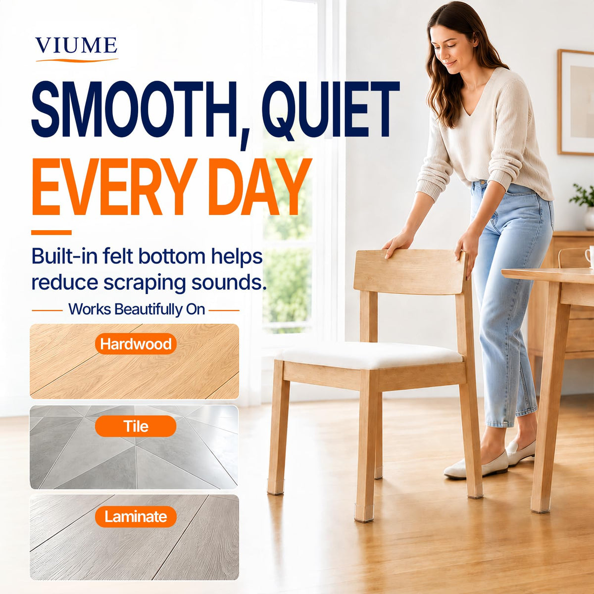 VIUME 24 Pcs Chair Leg Floor Protectors for Hardwood Floors Round