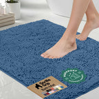 GORILLA GRIP Bath Rug Mat for Bathroom, Absorbent Chenille, 24x17 Gray