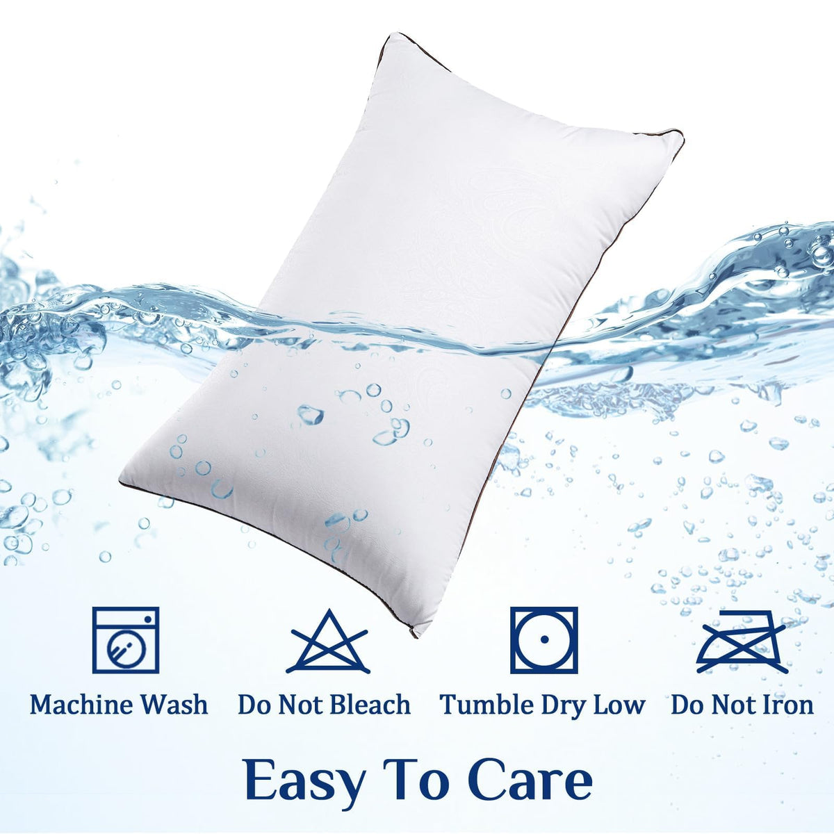 JOLLYVOGUE King Pillows 2 Pack, Cooling and Firm King Size Pillows with Oeko-Tex Certified Down Alternative Filling for Side, Back, and Stomach Sleepers, Hotel Collection