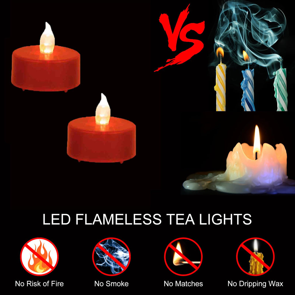 Battery Operated LED Tea Lights Flameless Flickering Candles 12PACK