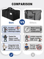 HOMESURE Supports 200lbs Heavy Duty Moving Bags - Strong Zipper & Wrap-Around Handles - Water-Resistant Storage Totes, Durable Alternative to Moving Boxes - 4 Pack - Semi-Transparent