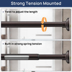 ENJOYBASICS 1" Black Shower Curtain Rod, 30-52" Adjustable, Secure Tension