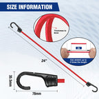 WORKPRO 24" Bungee Cords with Hooks, 4 Pack Heavy Duty Outdoor Bungee Strap
