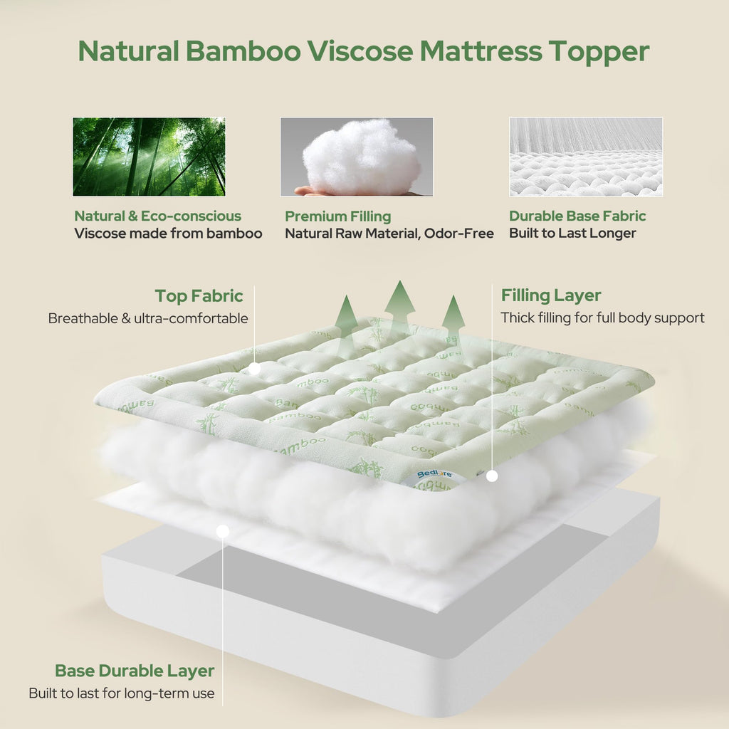 BEDLORE Twin Mattress Topper, Thick Soft Pillow Top Bed Topper