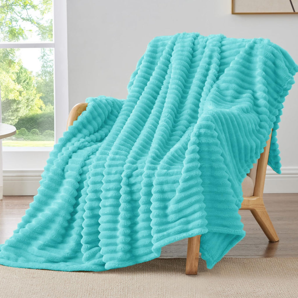 BEDELITE Ribbed Full Size Blanket for Bed, Olive Green, 84"x90"
