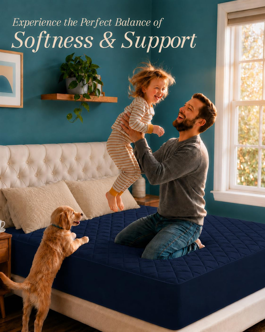 Twin Mattress Pad, Quilted Mattress Protector Topper fits 16" Deep Pocket
