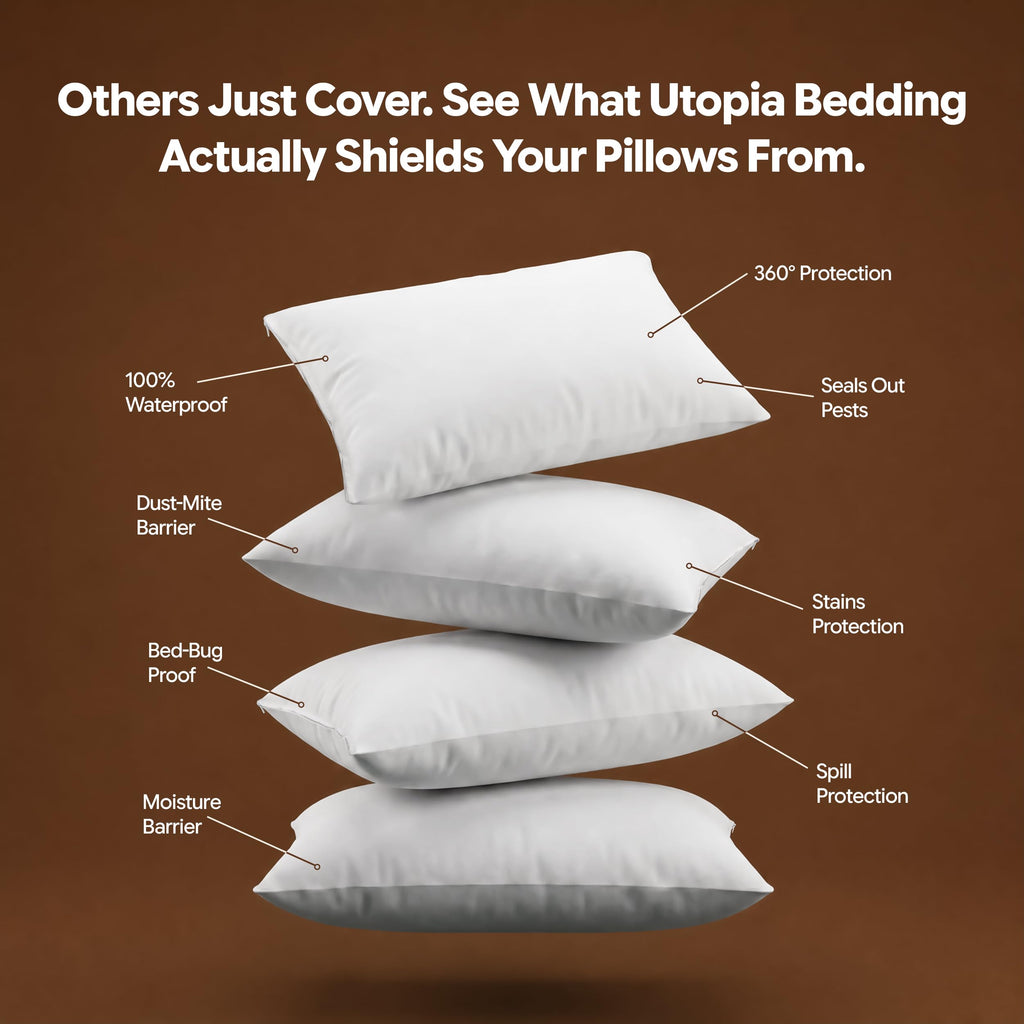 Set of 2 Pillow Protectors with Zipper Standard Size, Pillow Covers