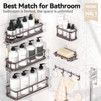 YASONIC Shower Caddy Adhesive, Rustproof Shower Shelves for Inside Shower