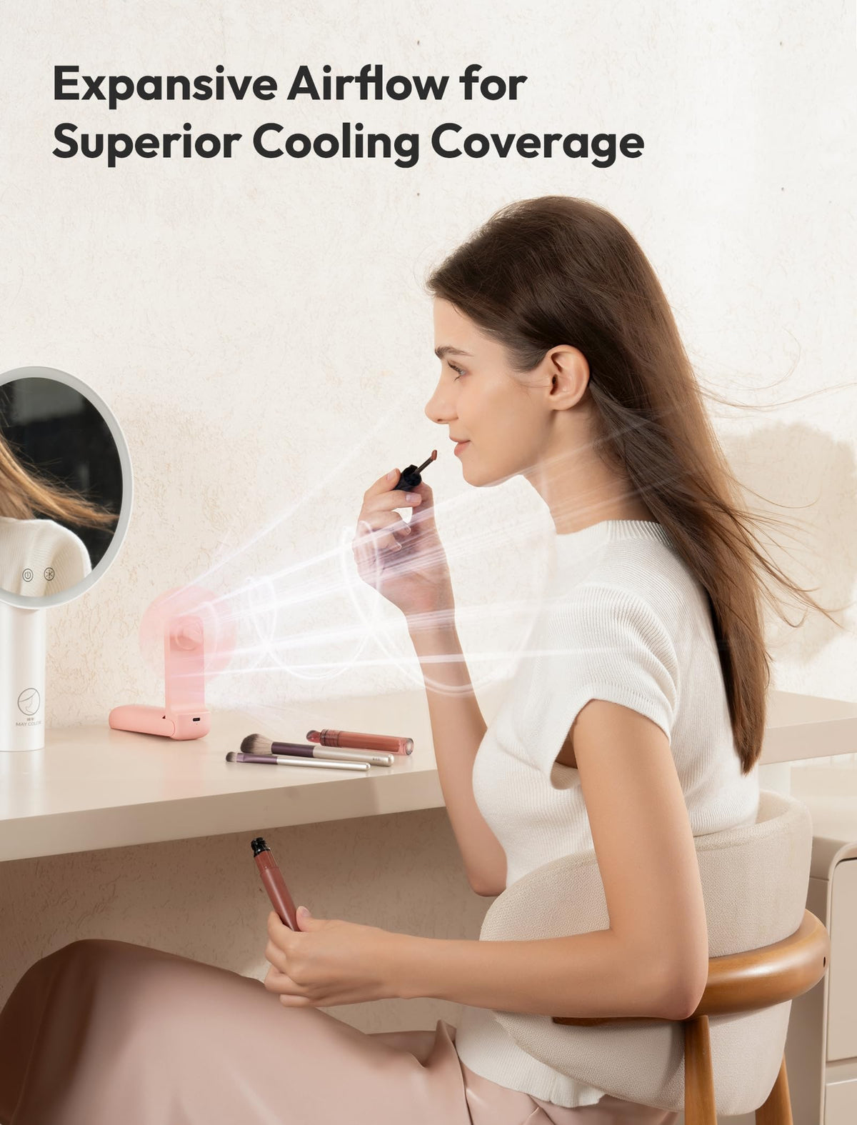 Aecooly Slim Portable Fan, Thin Handheld Fan, USB Rechargeable