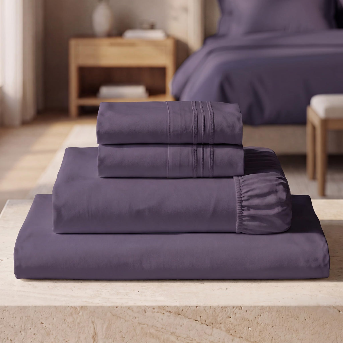 Mellanni Iconic 4-Piece Bed Sheet Set, 16" Deep Pocket (Queen, White)