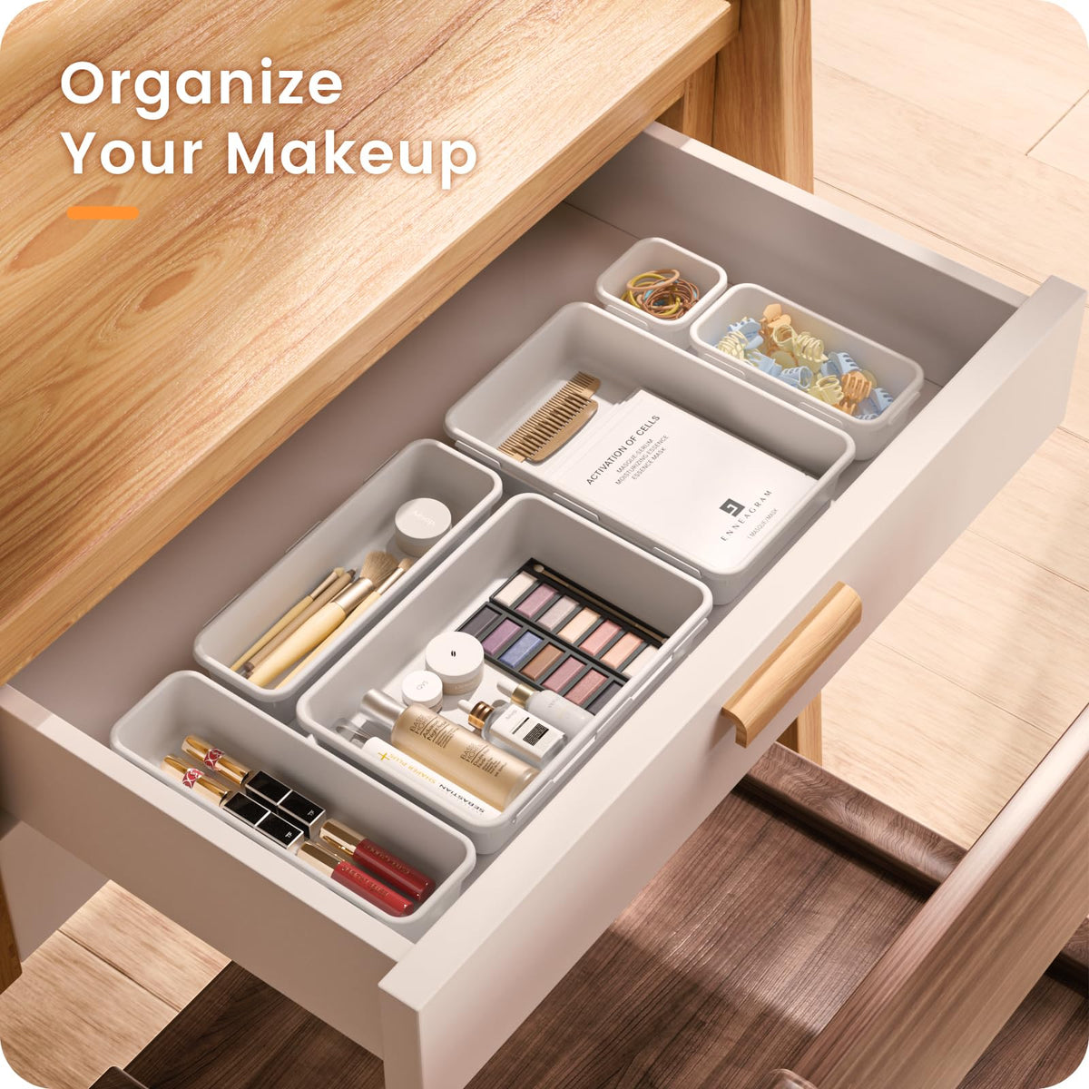 A-LuGei 【Military Grade】 Drawer Organizer for Vanity Bathroom Makeup Desk
