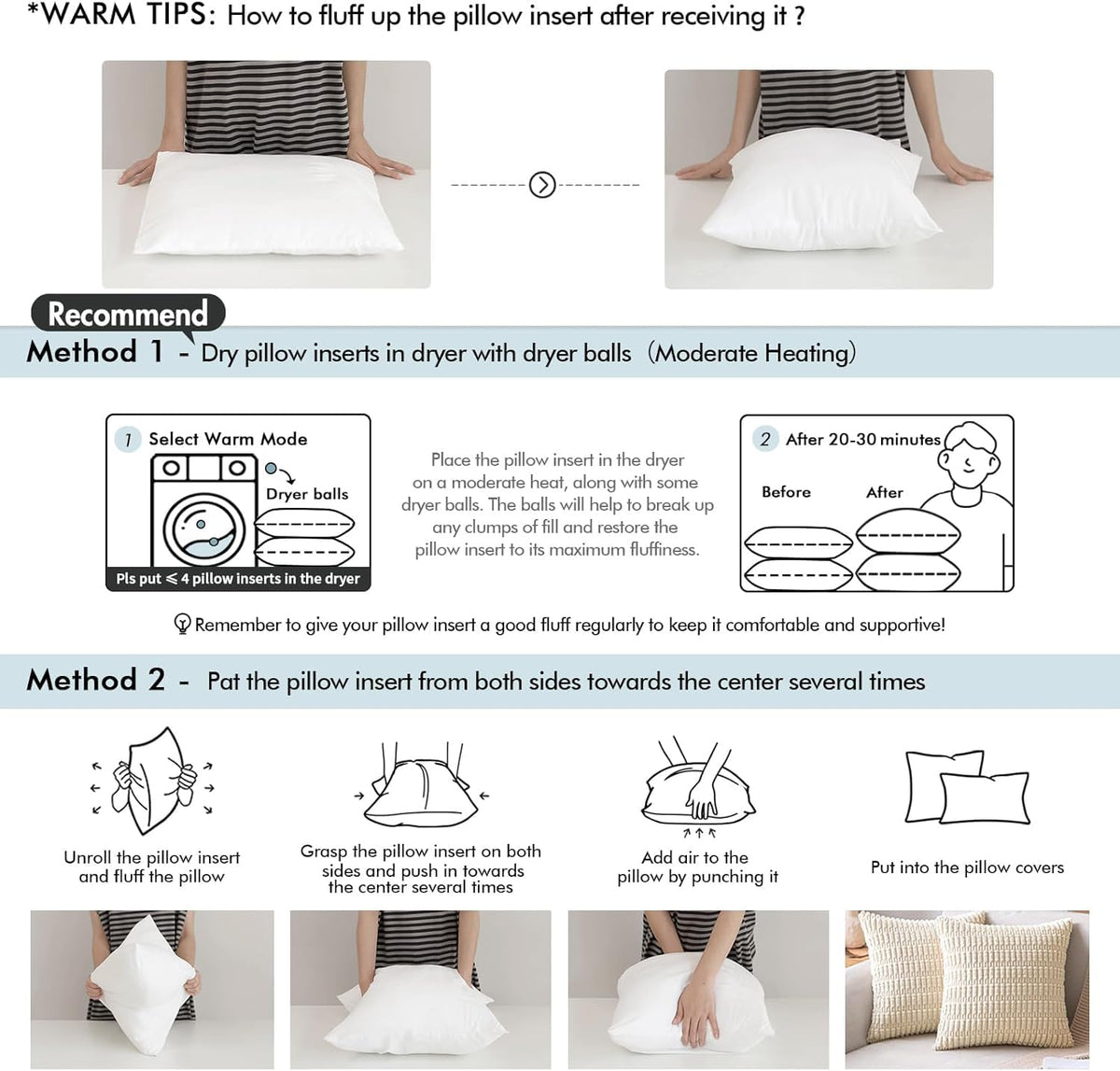 MIULEE 16x36 Inch Throw Pillow Insert for Couch Sofa Bed