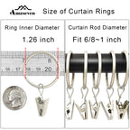 40 Pack Metal Curtain Rings with Clips, 1.5 in ID, Gold