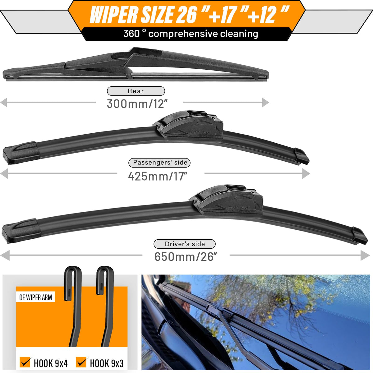 AUTOBOO Windshield Wiper Blade Replacement for Toyota RAV4 Mazda 5