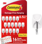 Command Small White Wire Hooks, 16 Hooks, 24 Strips