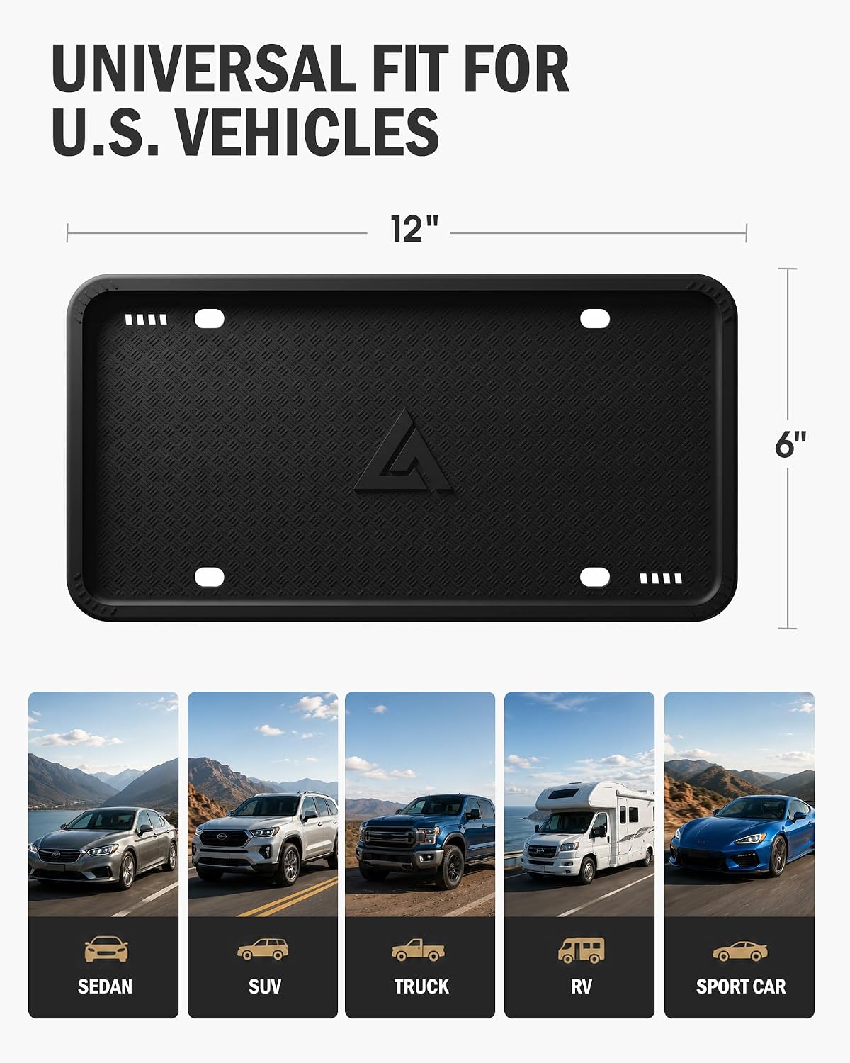 Aujen Silicone License Plate Frames Black, 1 Pack Car License Plate Frame, Universal US Car Black License Plate Holders Brackets Rust-Proof, Rattle-Proof, Weather-Proof Car Accessories(Black)
