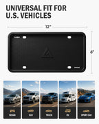 Aujen Silicone License Plate Frames Black, 1 Pack Car License Plate Frame, Universal US Car Black License Plate Holders Brackets Rust-Proof, Rattle-Proof, Weather-Proof Car Accessories(Black)