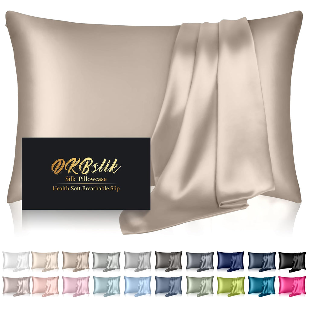 DKBslik Mulberry Silk Pillow Cases Queen Size with Zipper, Olive Green