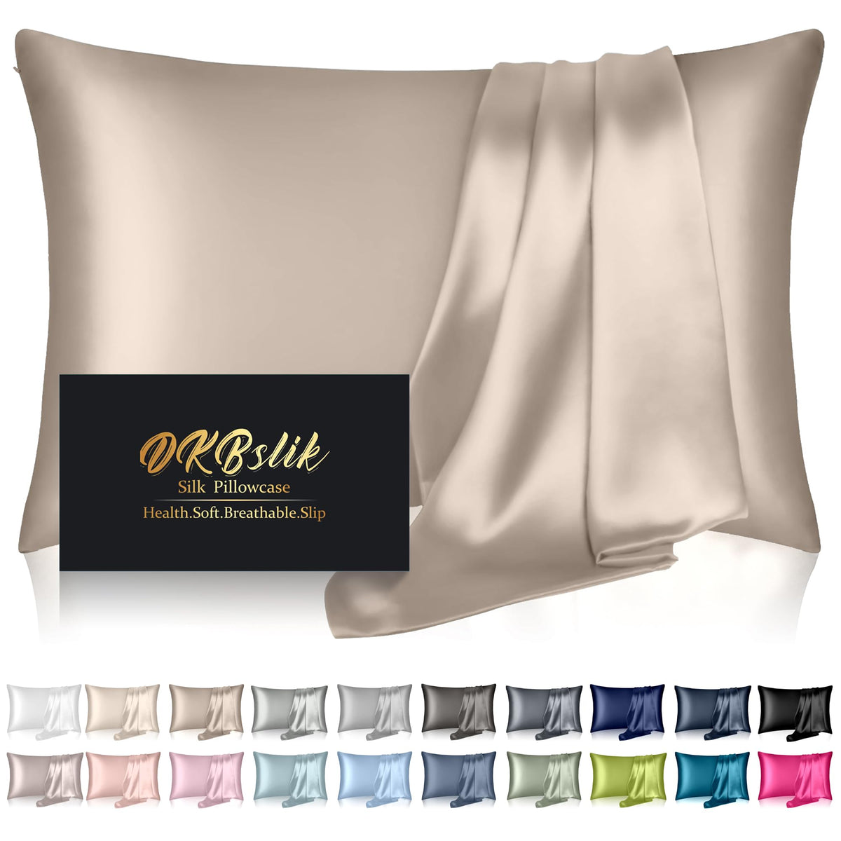DKBslik Mulberry Silk Pillow Cases Queen Size with Zipper, Olive Green