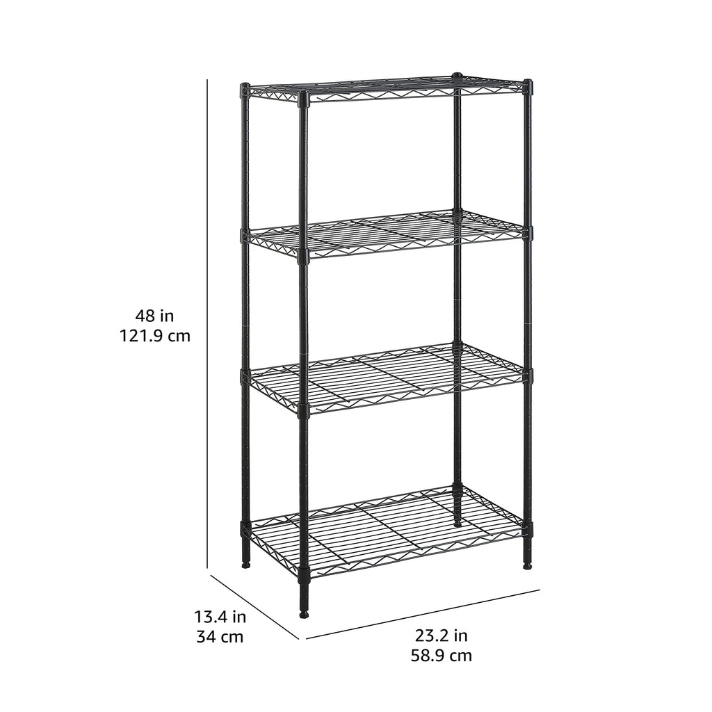 Amazon Basics 5-Shelf Tower Adjustable Storage Shelving Unit, Chrome, 16" x 16" x 54", 150 lbs Per Shelf