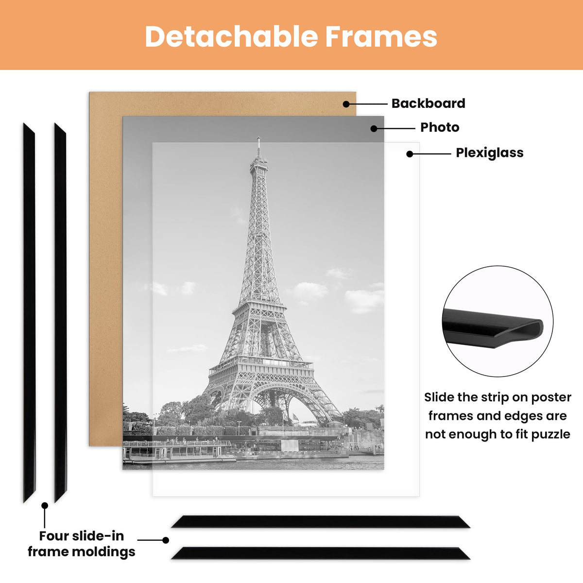 upsimples 12x16 Poster Frame, Easy Slide-In Assembly, White, 3 Pack