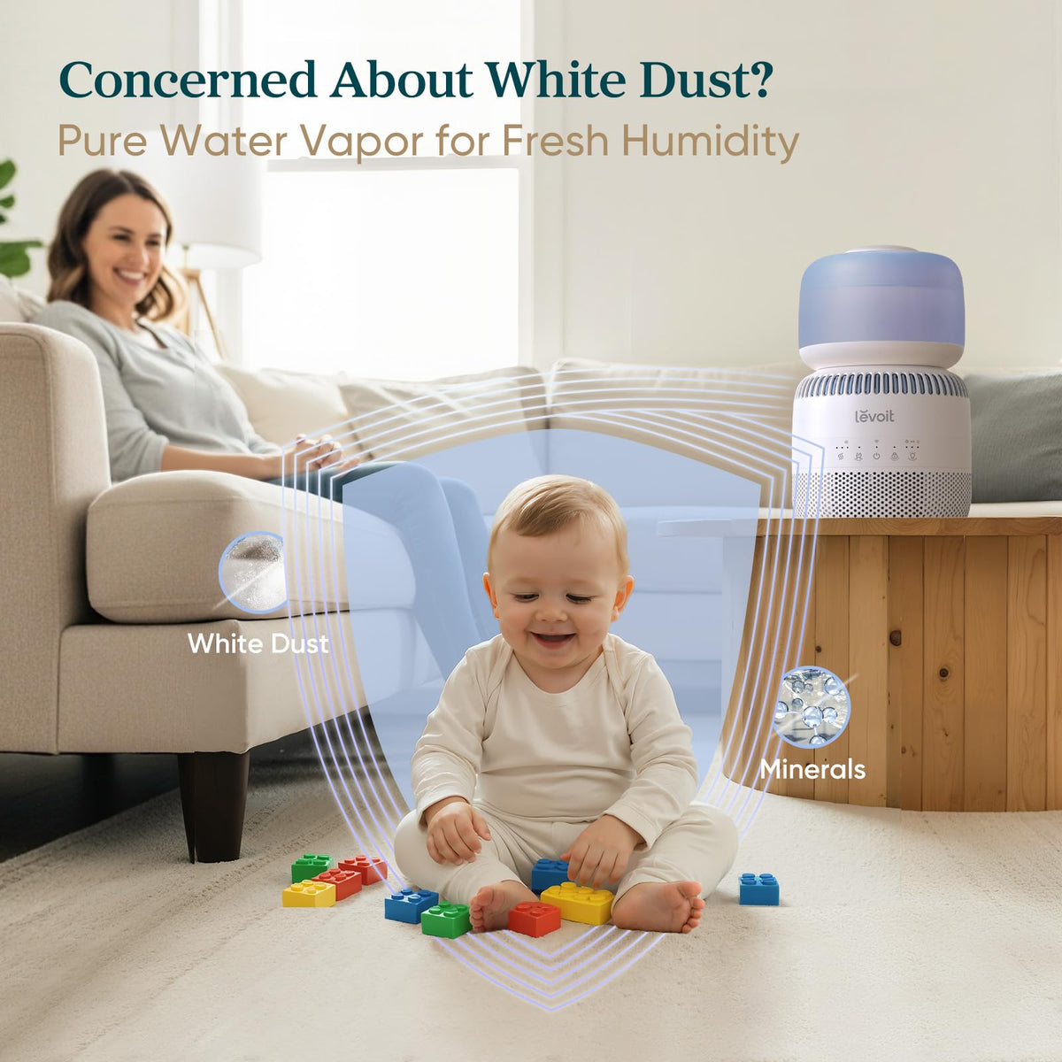 Levoit Top Fill Humidifiers for Bedroom, 2.5L Tank for Large Room, 25dB