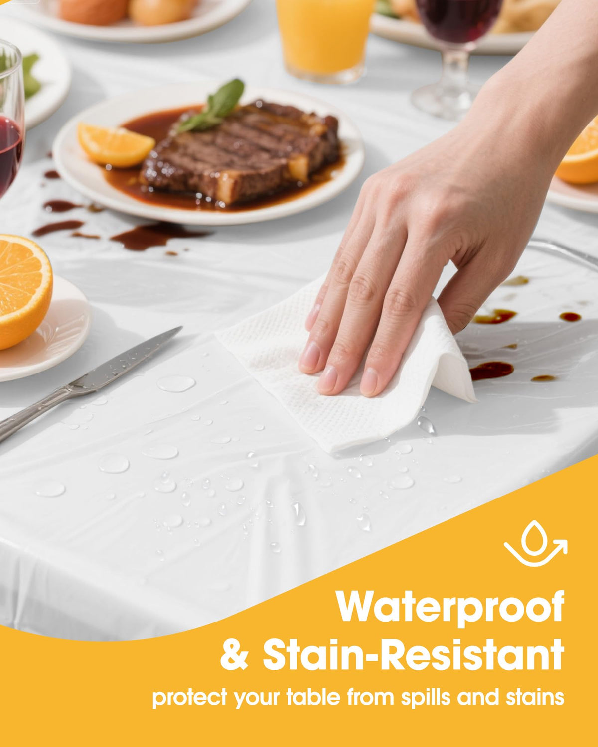 Niuara American Flag Plastic Table Cloth Disposable, 4 Pack, 54 x 108 in