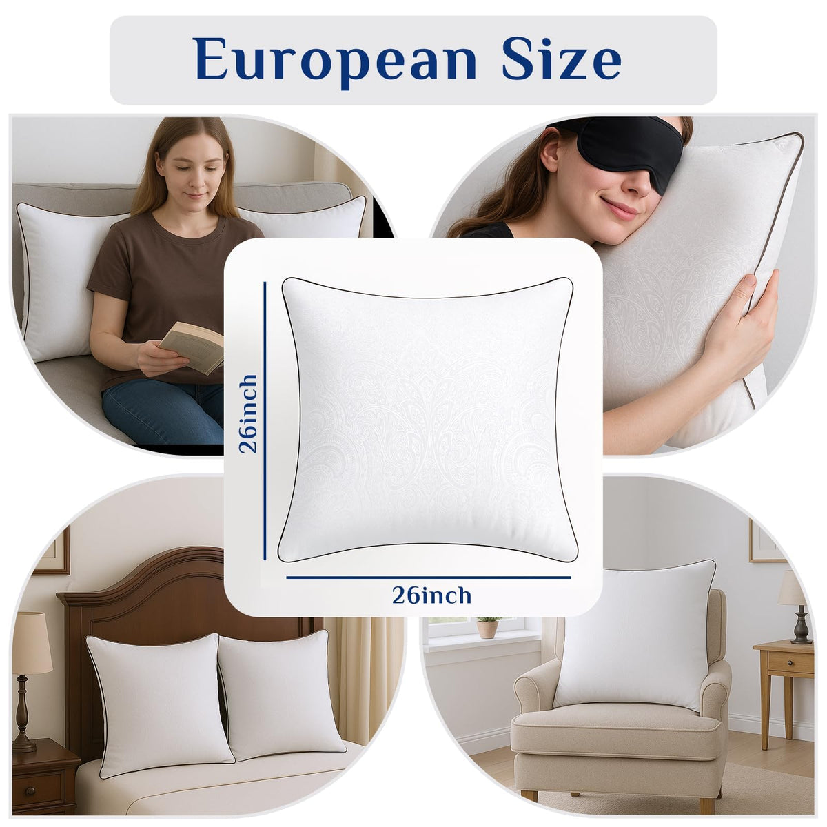 JOLLYVOGUE King Pillows 2 Pack, Cooling and Firm King Size Pillows with Oeko-Tex Certified Down Alternative Filling for Side, Back, and Stomach Sleepers, Hotel Collection