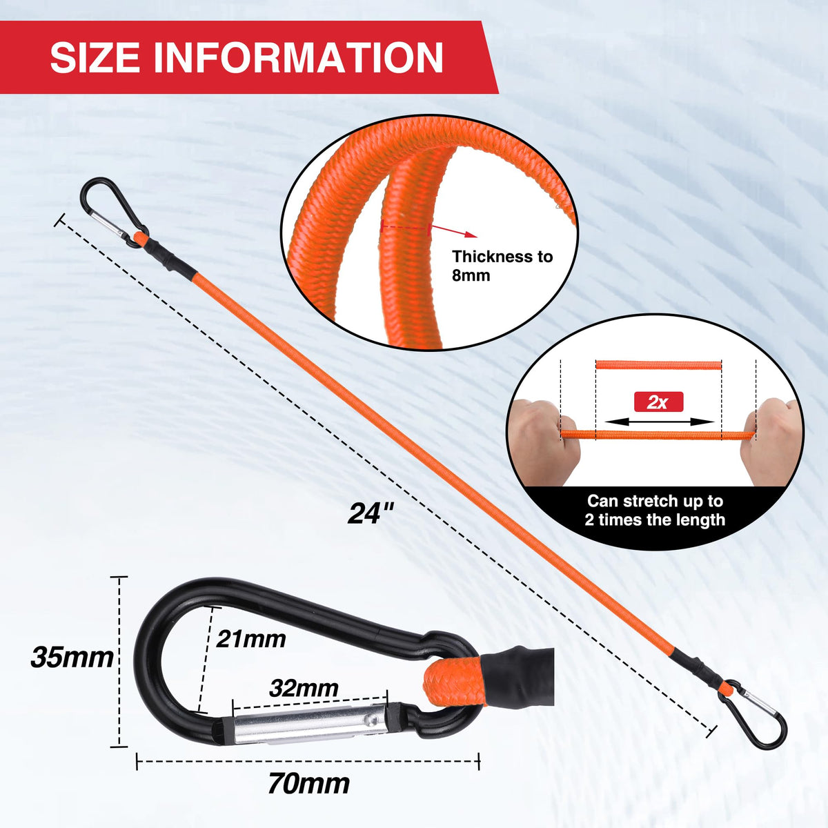 WORKPRO 24" Bungee Cords with Hooks, 4 Pack Heavy Duty Outdoor Bungee Strap