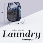 Handy Laundry Collapsible Mesh Pop-Up Hamper with Side Pocket