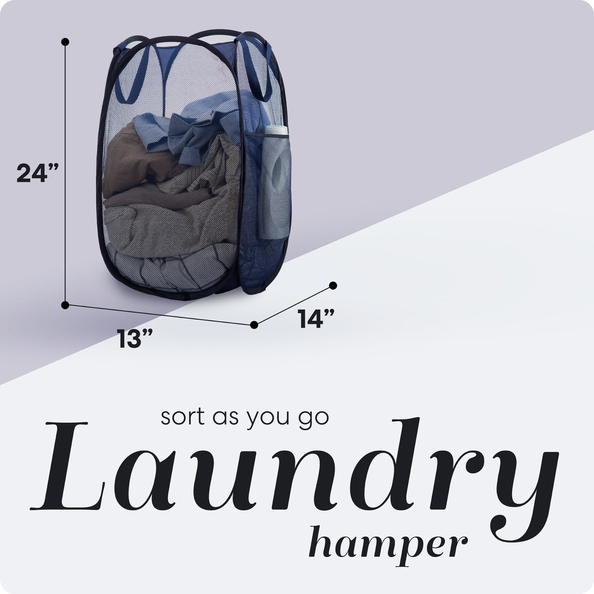 Handy Laundry Collapsible Mesh Pop-Up Hamper with Side Pocket