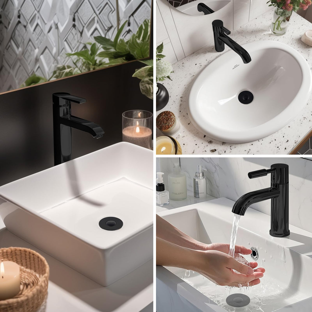 Hibbent Upgraded 3 in 1 Bathroom Sink Drain Strainer, Pop Up Stopper