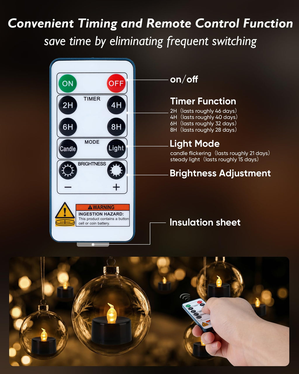 Homemory 24-Pack Remote Flameless LED Battery Tea Light Candles, 400+Hrs