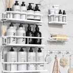 YASONIC Shower Caddy Adhesive, Rustproof Shower Shelves for Inside Shower