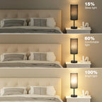 Fenmzee Bedside Table Lamp for Bedroom - Dimmable Touch, USB A+C, AC Outlet