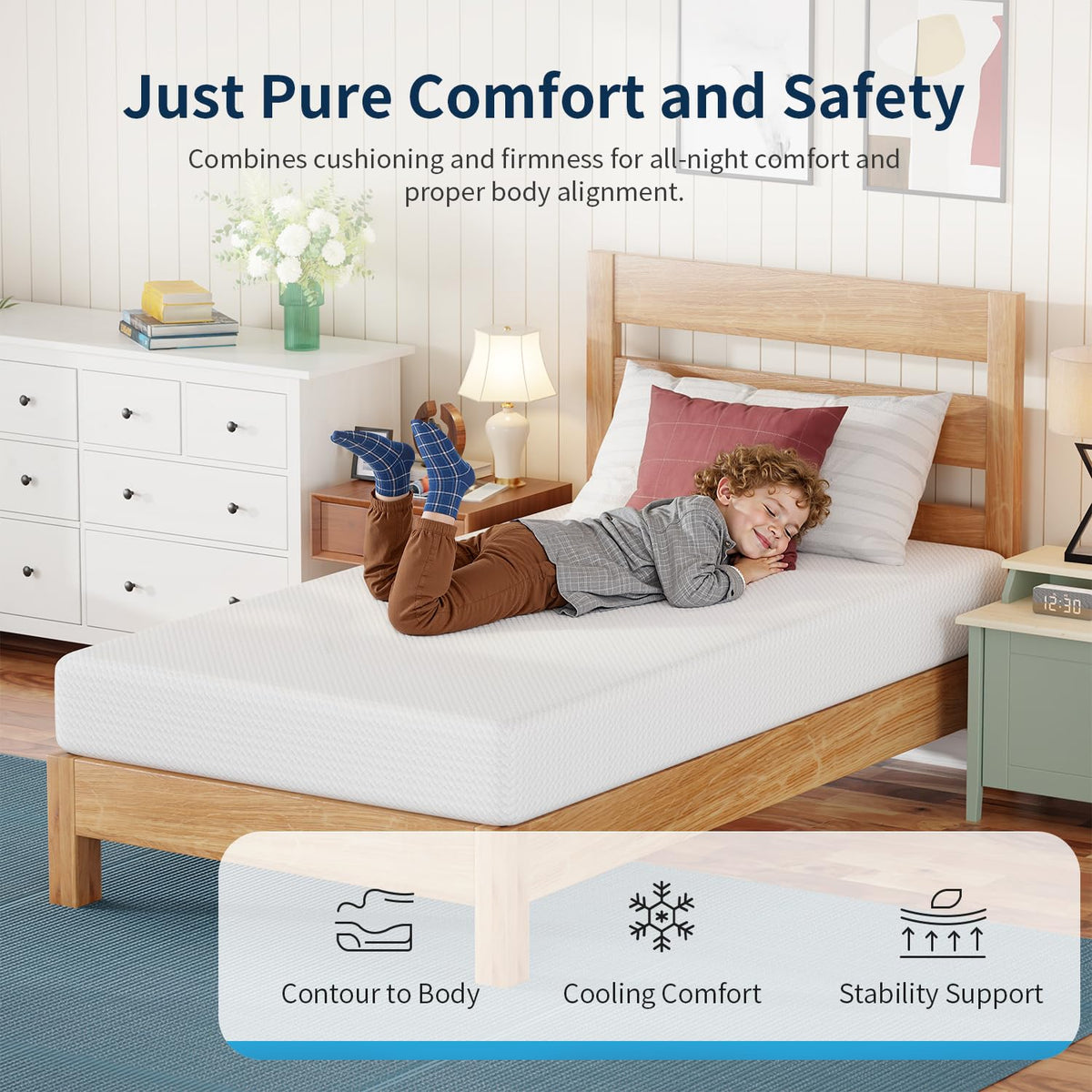 FDW | 5 Inch Twin Mattress | Medium Firm | Gel Memory Foam | White