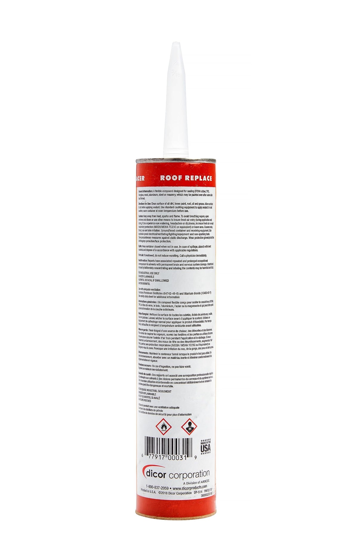 Dicor 501LSW-1 Self-Leveling Lap Sealant, White, 10.3 Oz, RV Roofing