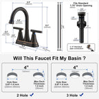 Matte Black Bathroom Faucet, Hurran 4 inch Centerset 2-Handle Lead-Free