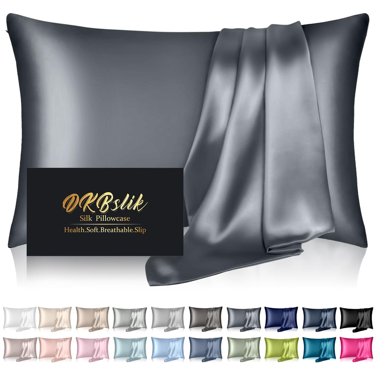 DKBslik Mulberry Silk Pillow Cases Queen Size with Zipper, Olive Green