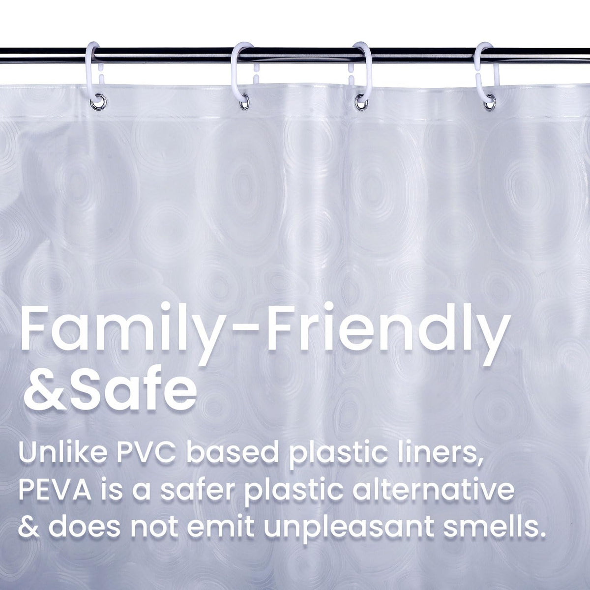 LiBa Shower Curtain PEVA 8G, 72x72 Inch Waterproof Clear